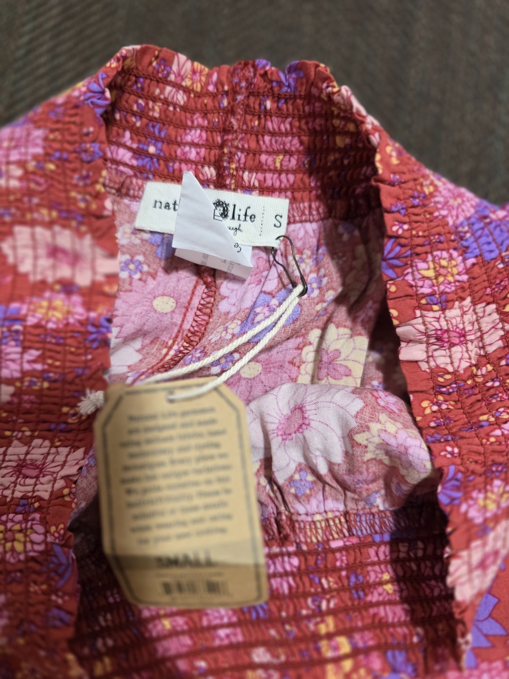 NATURAL LIFE Pink Floral High-Waist Shorts with Purple Pom Trim - Picture 3 of 5